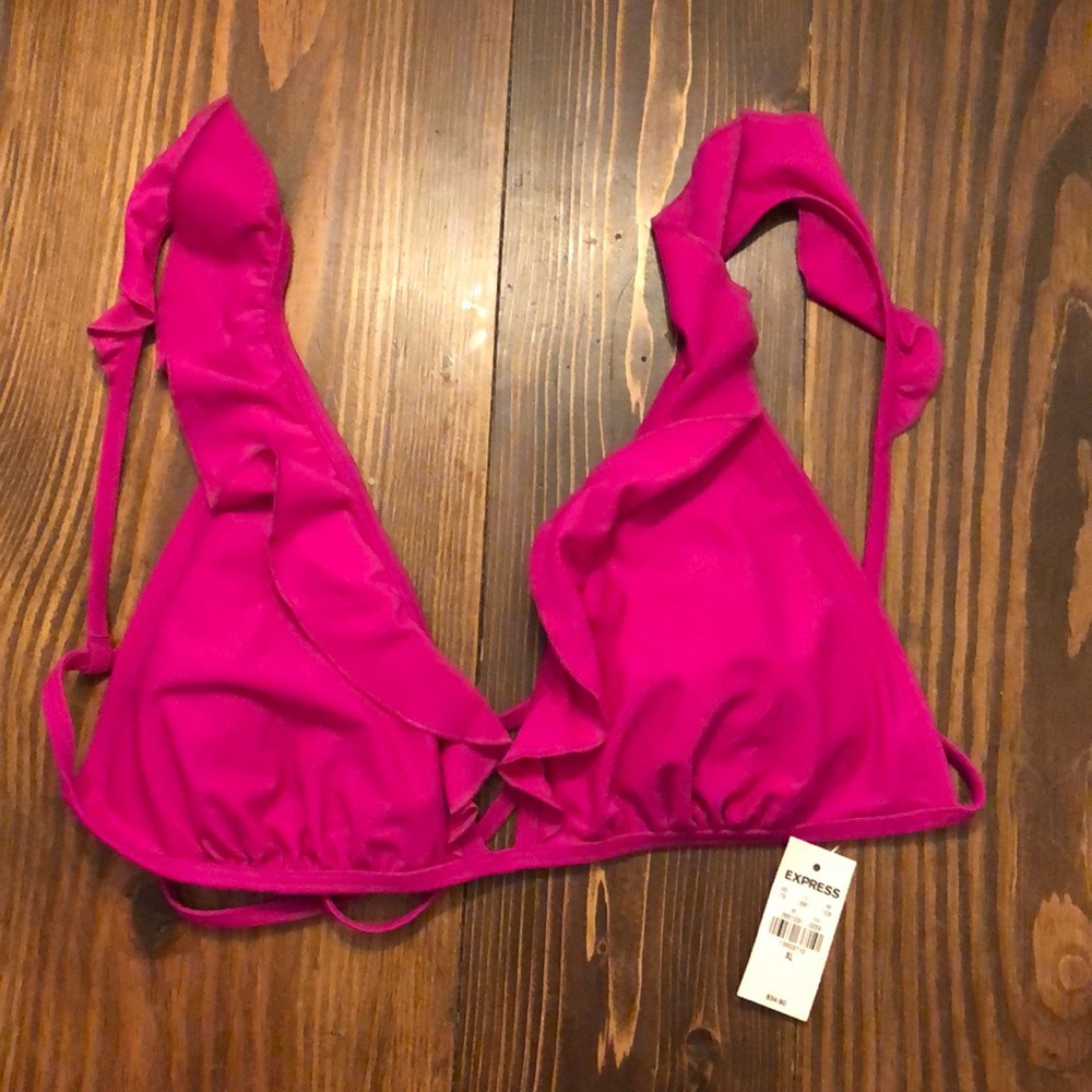 Hot Pink Ruffle Bikini Top
